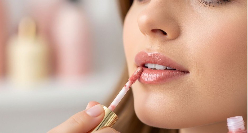 To finish off your makeup, apply your favorite lipstick or gloss.
